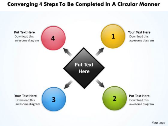 Converging 4 Steps To Be Completed A Circular Manner Pie Diagram PowerPoint Templates