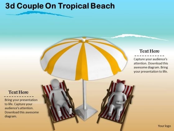 Corporate Business Strategy 3d Couple On Tropical Beach Character Modeling