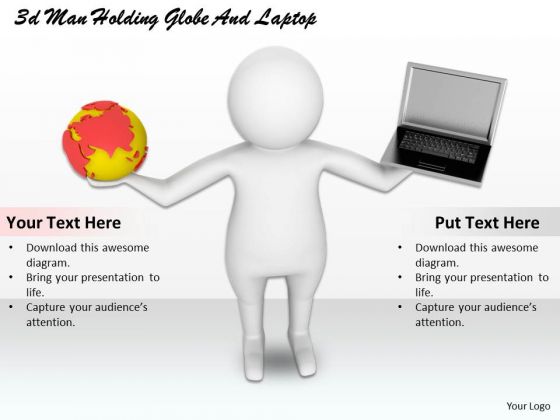 Creative Marketing Concepts 3d Man Holding Globe And Laptop Characters Creative Marketing Concepts 3d Man Holding Globe And Laptop Characters