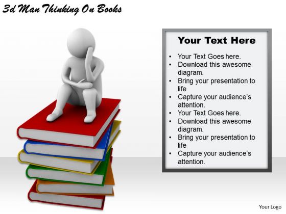 Creative Marketing Concepts 3d Man Thinking Books Business Statement