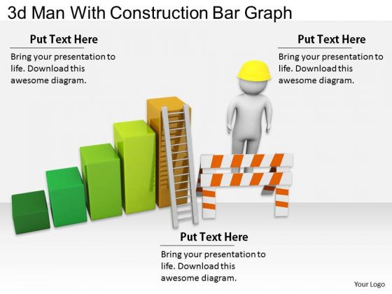 Creative Marketing Concepts 3d Man With Construction Bar Graph Characters Creative Marketing Concepts 3d Man With Construction Bar Graph Characters
