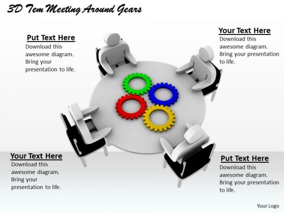 Creative Marketing Concepts 3d Team Meeting Around Gears Adaptable Business