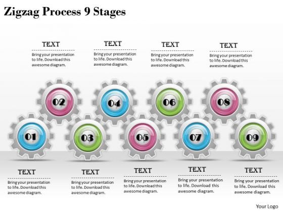 Creative Marketing Concepts Zigzag Process 9 Stages Strategies Ppt Slide
