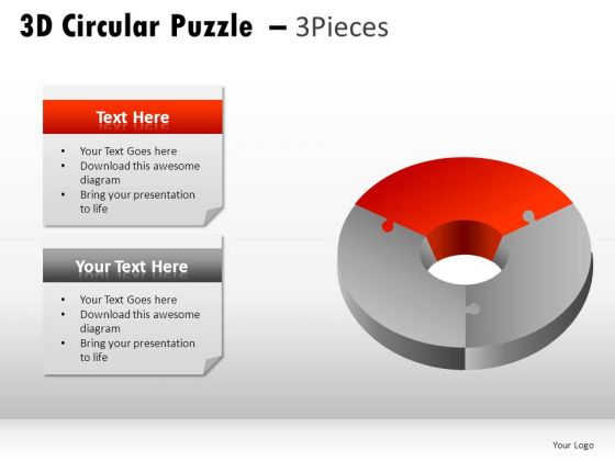 Creativity 3d Circular Puzzle 3 Pieces PowerPoint Slides And Ppt Diagram Templates