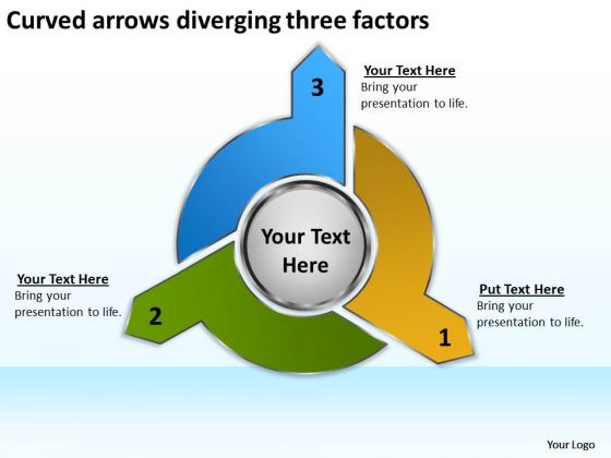 Curved Arrows Diverging Three Factors Diagram Software PowerPoint Templates Curved Arrows Diverging Three Factors Diagram Software PowerPoint Templates