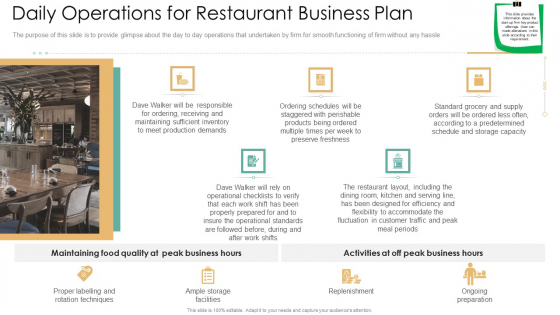 Daily Operations For Restaurant Business Plan Portrait PDF Daily Operations For Restaurant Business Plan Portrait PDF