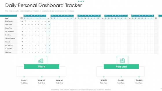 Daily Personal Dashboard Tracker Template Pdf