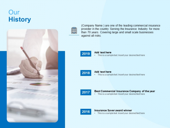 Damage Security Insurance Proposal Our History Ppt Professional Ideas PDF Damage Security Insurance Proposal Our History Ppt Professional Ideas PDF