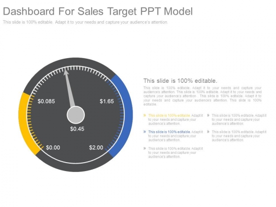 Dashboard For Sales Target Ppt Model