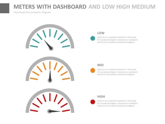Dashboard With Low High Medium Indication Powerpoint Slides Dashboard With Low High Medium Indication Powerpoint Slides