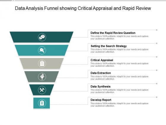 Data Analysis Funnel Showing Critical Appraisal And Rapid Review Ppt PowerPoint Presentation Slides Tips