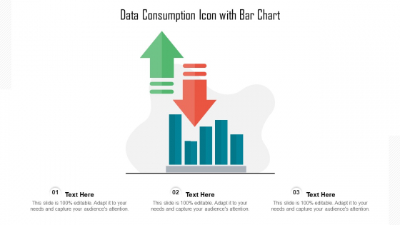 Data Consumption Icon With Bar Chart Ppt PowerPoint Presentation File Skills PDF