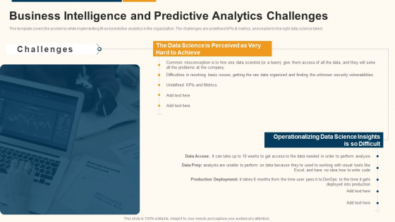 Data Interpretation And Analysis Playbook Business Intelligence And Predictive Analytics Challenges Template PDF