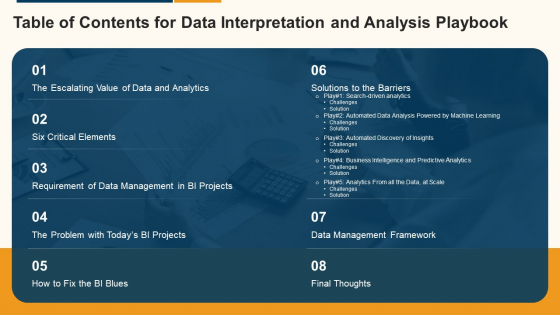 Data Interpretation And Analysis Playbook Table Of Contents For Data Interpretation And Analysis Playbook Rules PDF Data Interpretation And Analysis Playbook Table Of Contents For Data Interpretation And Analysis Playbook Rules PDF