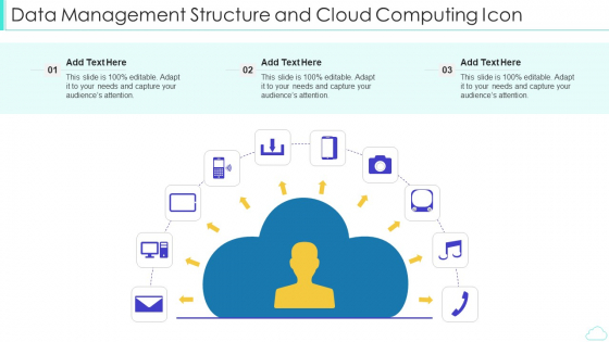 Data Management Structure And Cloud Computing Icon Portrait PDF