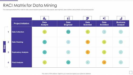 Data Mining Implementation RACI Matrix For Data Mining Clipart PDF