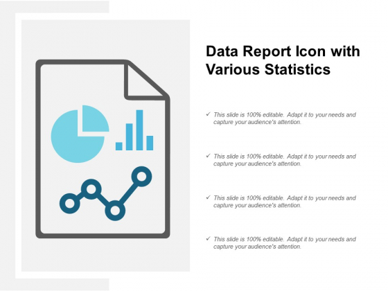 Data Report Icon With Various Statistics Ppt PowerPoint Presentation Infographic Template Clipart