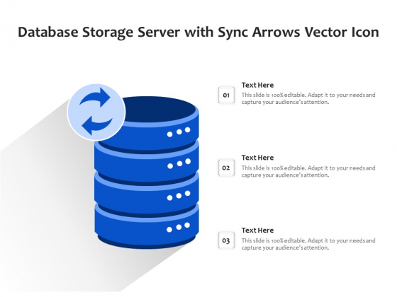 Database Storage Server With Sync Arrows Vector Icon Ppt PowerPoint Presentation File Deck PDF