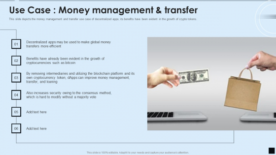 Decentralized Applications IT Use Case Money Management And Transfer Brochure PDF