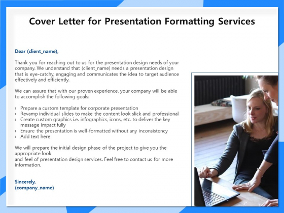 Designing And Editing Solutions Cover Letter For Presentation Formatting Services Brochure PDF Designing And Editing Solutions Cover Letter For Presentation Formatting Services Brochure PDF