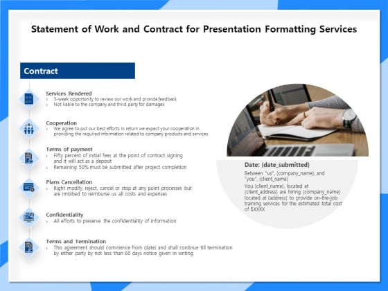 Designing And Editing Solutions Statement Of Work And Contract For Presentation Formatting Services Background PDF Designing And Editing Solutions Statement Of Work And Contract For Presentation Formatting Services Background PDF
