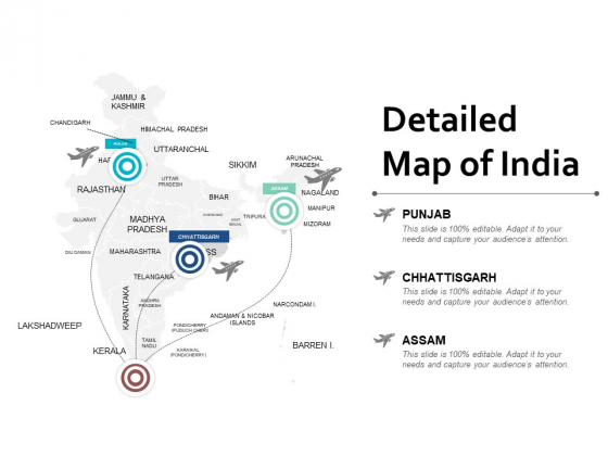 Detailed Map Of India Ppt Powerpoint Presentation Icon Slides