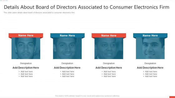 Details About Board Of Directors Associated To Consumer Electronics Firm Summary PDF