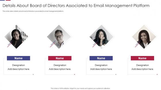 Details About Board Of Directors Associated To Email Management Platform Background PDF