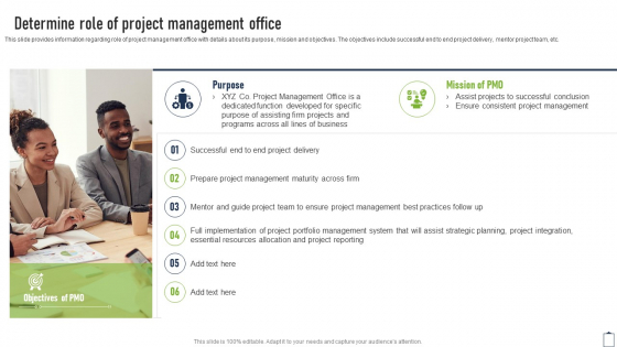 Determine Role Of Project Management Office Project Managers Playbook Structure PDF