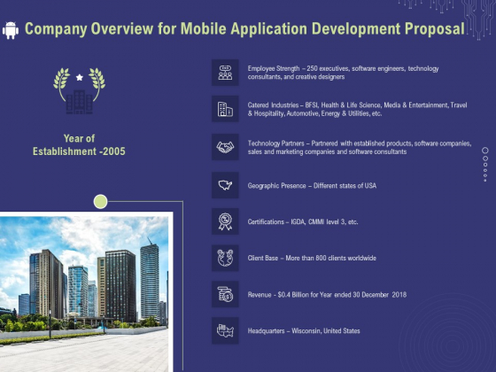 Develop Cellphone Apps Company Overview For Mobile Application Development Proposal Information PDF Develop Cellphone Apps Company Overview For Mobile Application Development Proposal Information PDF