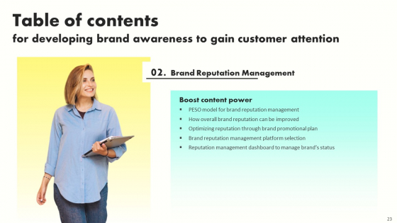 Developing Brand Awareness To Gain Customer Attention Ppt PowerPoint Presentation Complete Deck With Slides researched designed