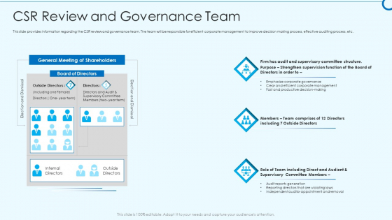 Developing Viable Working Surrounding CSR Review And Governance Team Mockup PDF