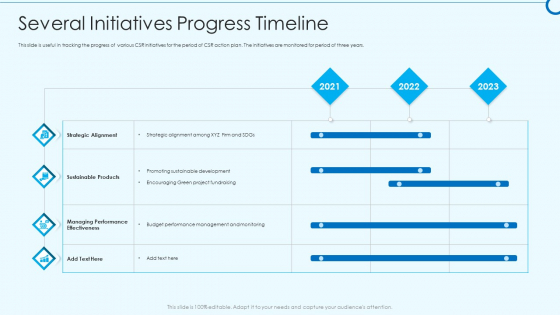 Developing Viable Working Surrounding Several Initiatives Progress Timeline Summary PDF