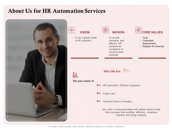 Development And Implementation About Us For HR Automation Services Pictures PDF Development And Implementation About Us For HR Automation Services Pictures PDF