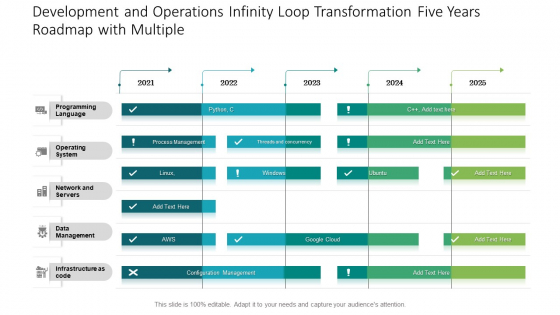Development And Operations Infinity Loop Transformation Five Years Roadmap With Multiple Structure