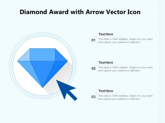 Diamond Award With Arrow Vector Icon Ppt PowerPoint Presentation Outline Deck PDF