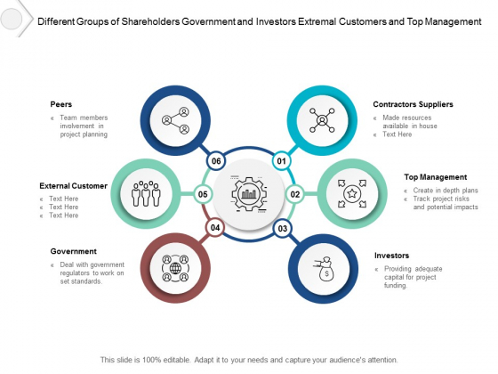 Different Groups Of Shareholders Government And Investors Extremal Customers And Top Management Ppt PowerPoint Presentation Outline Designs Download