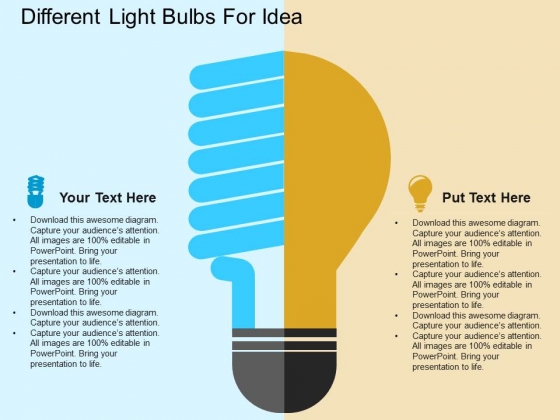 Different Light Bulbs For Idea Powerpoint Template Different Light Bulbs For Idea Powerpoint Template
