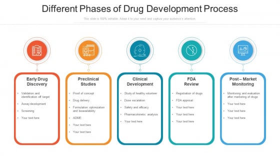 Different Phases Of Drug Development Process Ppt Layouts Graphics PDF