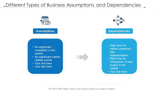 Different Types Of Business Assumptions And Dependencies Ppt File Infographics PDF Different Types Of Business Assumptions And Dependencies Ppt File Infographics PDF