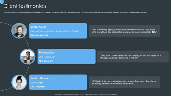 Digital Ad Marketing Services Company Profile Client Testimonials Ideas PDF Digital Ad Marketing Services Company Profile Client Testimonials Ideas PDF