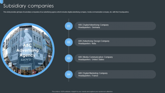 Digital Ad Marketing Services Company Profile Subsidiary Companies Mockup PDF