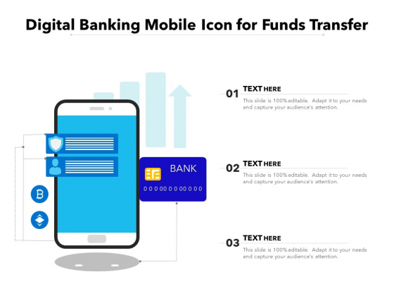 Digital Banking Mobile Icon For Funds Transfer Ppt PowerPoint Presentation Gallery Files PDF