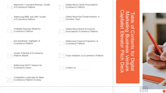 Digital Marketing Business Venture Capitalist Elevator Pitch Deck 14 Themes PDF Digital Marketing Business Venture Capitalist Elevator Pitch Deck 14 Themes PDF