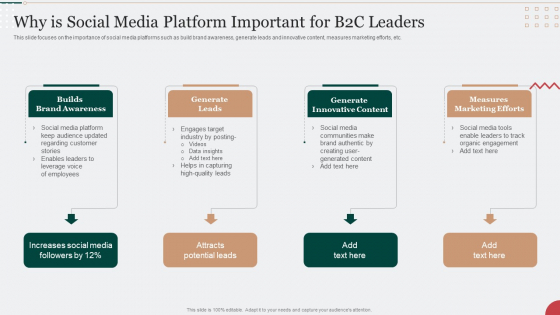 Digital Marketing Techniques To Improve Lead Why Is Social Media Platform Important For B2c Leaders Information PDF