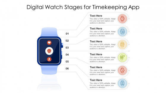 Digital Watch Stages For Timekeeping App Ppt PowerPoint Presentation File Styles PDF