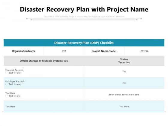 Disaster Recovery Plan With Project Name Ppt PowerPoint Presentation File Visuals PDF Disaster Recovery Plan With Project Name Ppt PowerPoint Presentation File Visuals PDF