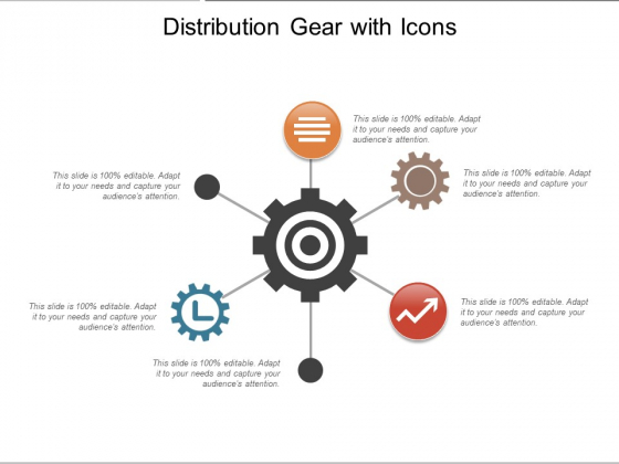 Distribution Gear With Icons Ppt PowerPoint Presentation Inspiration Icon PDF