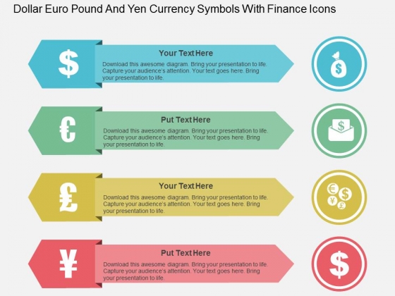 Dollar Euro Pound And Yen Currency Symbols With Finance Icons Powerpoint Template Dollar Euro Pound And Yen Currency Symbols With Finance Icons Powerpoint Template