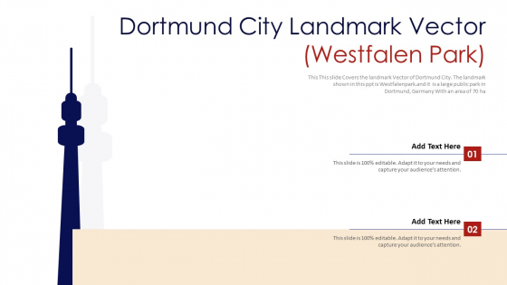 Dortmund City Landmark Vector Westfalen Park PowerPoint Presentation PPT Template PDF
